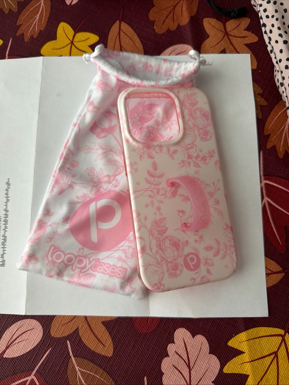 Loopy Case Pink Floral Phone Grip iPhone 15 Pro Case